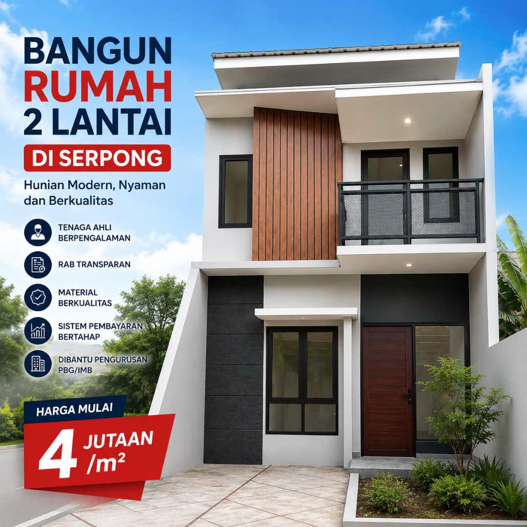 bangun rumah 2 lantai di serpong