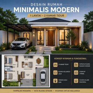 desain Rumah Minimalis Modern 1 lantai 2 kamar tidur